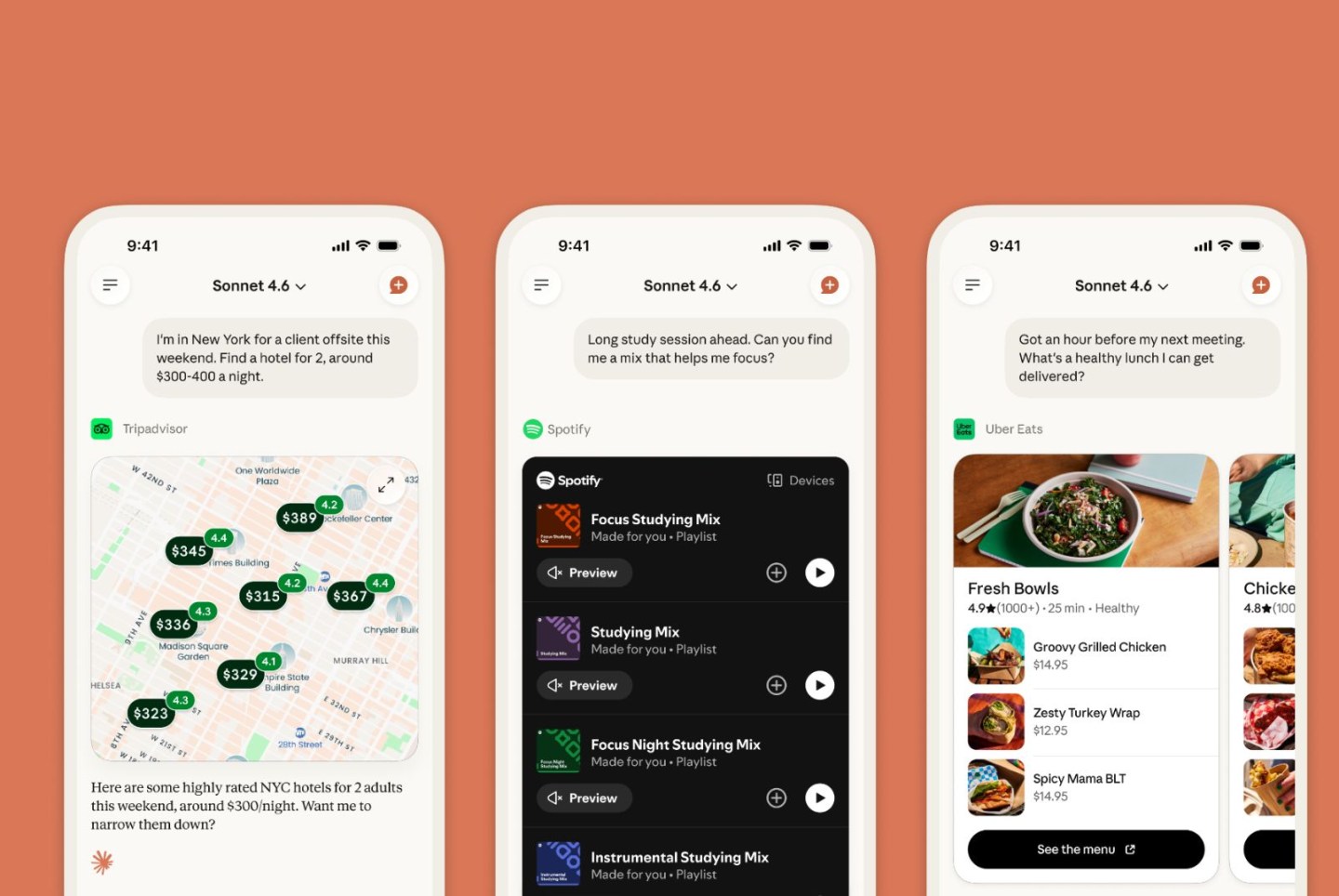 Anthropic подключила Claude к Spotify и Uber Eats